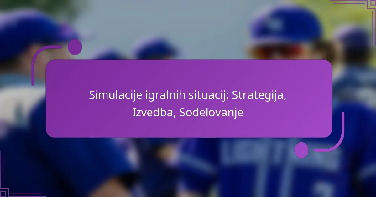 Simulacije igralnih situacij: Strategija, Izvedba, Sodelovanje