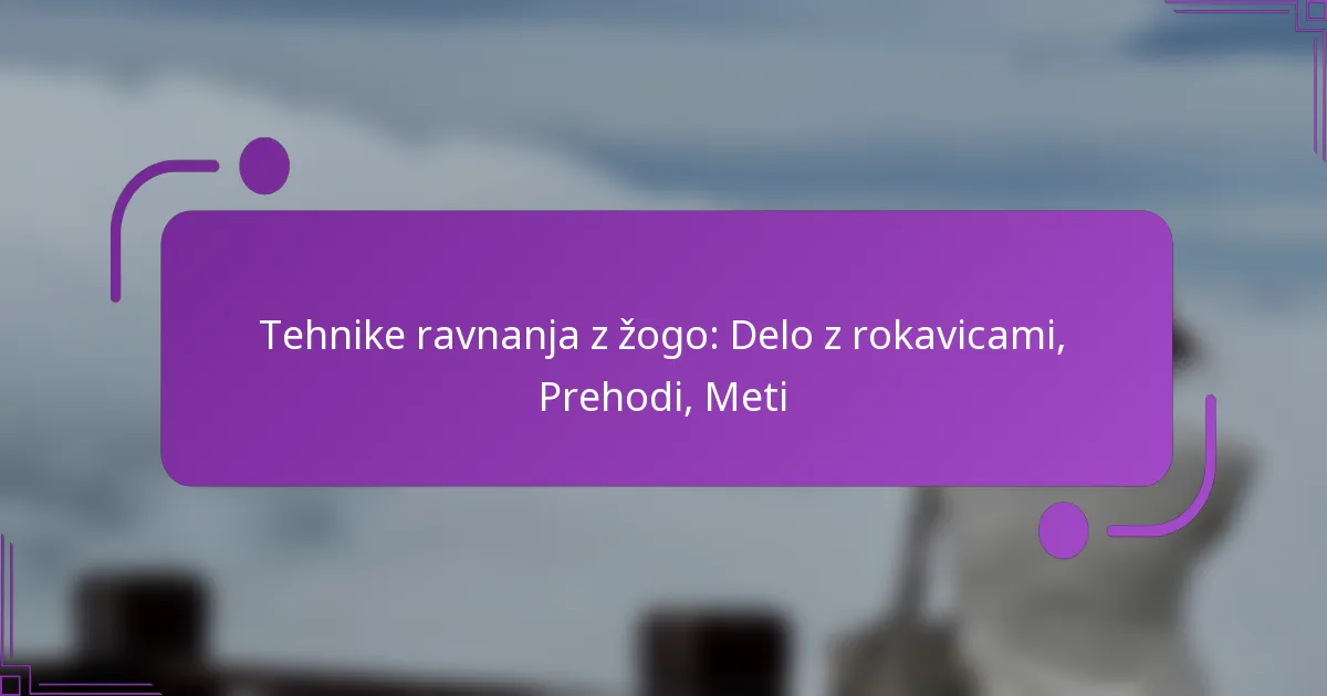 Tehnike ravnanja z žogo: Delo z rokavicami, Prehodi, Meti