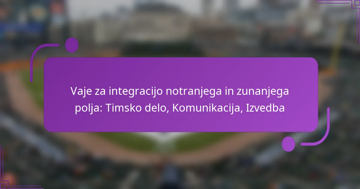 Vaje za integracijo notranjega in zunanjega polja: Timsko delo, Komunikacija, Izvedba
