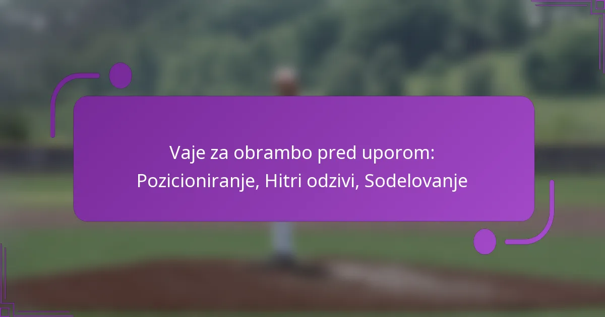 Vaje za obrambo pred uporom: Pozicioniranje, Hitri odzivi, Sodelovanje