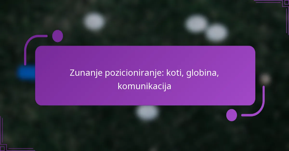 Zunanje pozicioniranje: koti, globina, komunikacija