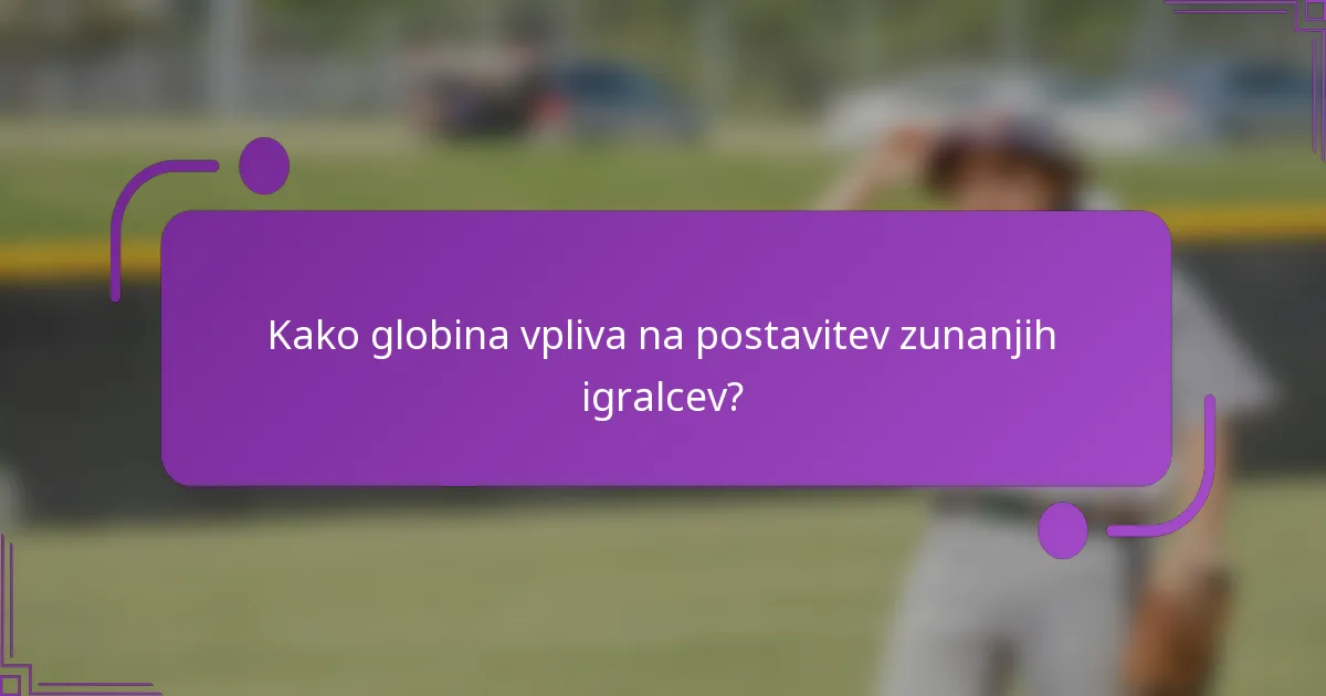 Kako globina vpliva na postavitev zunanjih igralcev?