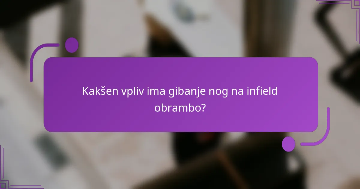 Kakšen vpliv ima gibanje nog na infield obrambo?