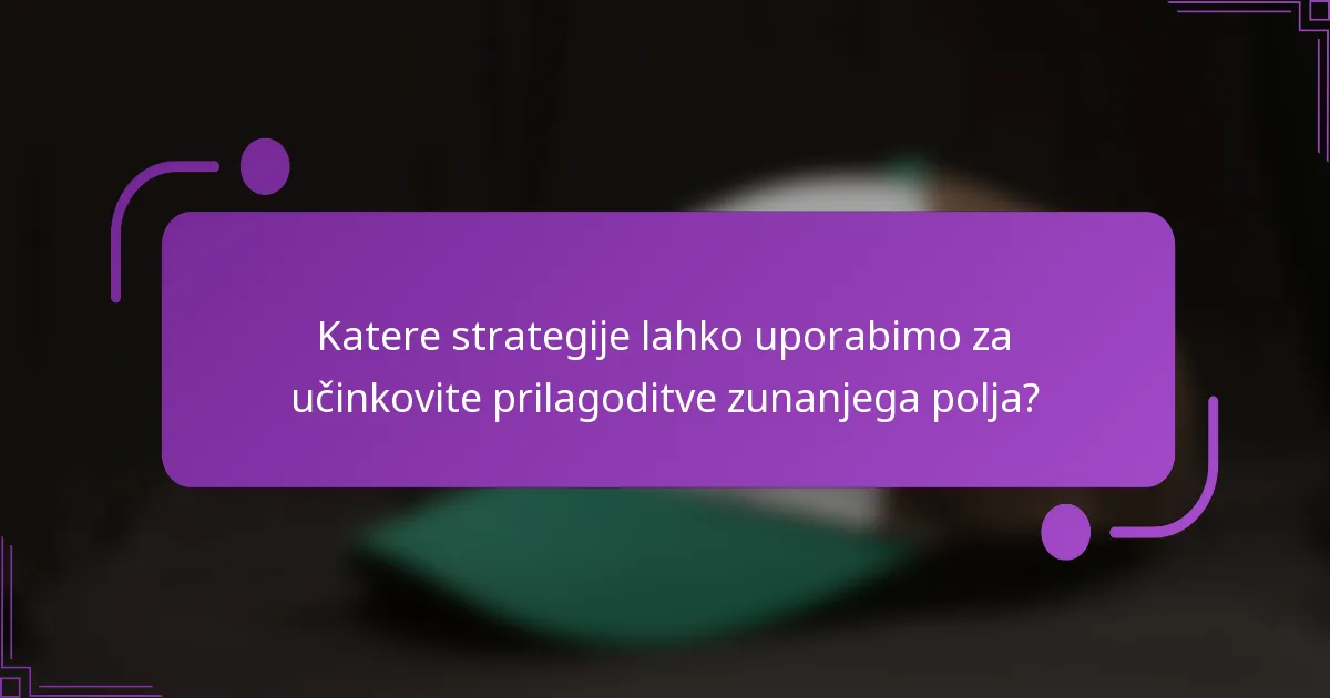 Katere strategije lahko uporabimo za učinkovite prilagoditve zunanjega polja?